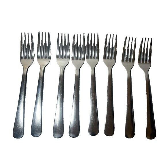 Chrome Stainless Steel Malaysia Flatware Set of 8 Dinner Forks - Picture 1 of 16